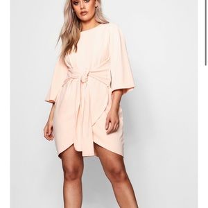 Boohoo Tie Waist Wrap Dress
